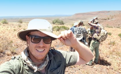 Dr Benjamin Schoville at the archeological site.